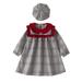 Youmylove Two Piece Girls Outfits Toddler Baby Kids Girls Long Sleeve Patchwork Plaid Princess Dress With Hat Outfit Set 2Pcs