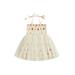 Kids Toddler Baby Girls Halloween Slip Dress Pumpkin Print Sleeveless Tie-up A-line Dress Pleated Tulle Dresses