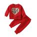 BJUTIR Cute Fashion Outfits Set For Baby Toddler Girls Clothes Autumn Winter Valentine S Day Print Cotton Long Sleeve Sweatshirt Pants Tops Tracksuit Set Clothes For 4-5 Years