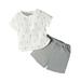 6 Months Infant Baby Boys Clothes Baby Boys Summer Outfits 6-9 Months Baby Boys Short Sleeve Round Neckline Top Shorts 2PCS Set White