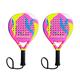 Paddle Tennis Racket Carbon Fiber Power Lite Pop Tennis Paddle Paddleball Racquets (2PCS Pink)