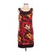 Signature by Robbie Bee Casual Dress - Shift: Red Floral Motif Dresses - Women's Size 10