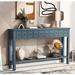 Red Barrel Studio® Rustic Style 60" Entryway Sofa Table w/ 4 Drawers & Under Shelf - Classic Console Table in Blue | Wayfair