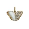 Women's Memento Half Mother Of Pearl Half Diamond Butterfly Charm Pendant Yellow Gold Rinoor