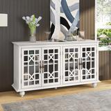 Storage Cabinet Sideboard Console Table Entryway Table with Glass Door, Antique White