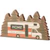 Home is Where You Park It Camper in Pine Trees Chunky Wood Shelf Sitter Sign - Multi