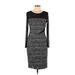 Vince Camuto Casual Dress - Sheath Scoop Neck 3/4 sleeves: Black Print Dresses - Women's Size 10