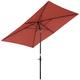 Outsunny 2 x 3(m) Garden Parasol Umbrella, Rectangular Outdoor Market Umbrella Sun Shade with Crank & Push Button Tilt, 6 Ribs, Aluminium Pole, Wine Red