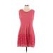 Max Studio Casual Dress - A-Line Scoop Neck Sleeveless: Red Print Dresses - Women's Size Large