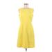 Nine West Casual Dress - Sheath: Yellow Solid Dresses - Women's Size 6