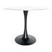 Wrought Studio™ Modern Round Dining Table w/ Wood Top & Iron Pedestal Base Wood/Metal in White/Black | 28.35 H x 35.43 W x 35.43 D in | Wayfair