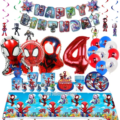 Décoration de fête d'anniversaire Spiderolk pour enfants ballons Spidey et ses objets fournitures
