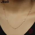 JKeli 100% S925 Sterling Silver Round Zircon Bead Necklace for Women Gold Silver Color Korea