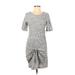 Michael Stars Casual Dress Scoop Neck Short sleeves: Gray Marled Dresses - Women's Size Medium