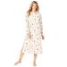 Plus Size Women's Long-Sleeve Henley Print Sleepshirt by Dreams & Co. in Ivory Winter Deer (Size M/L) Nightgown