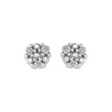 Women's Silver 1/10 Cttw Prong Set Round-Cut Trio Diamond Stud Earrings by Haus of Brilliance in Silver