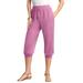 Plus Size Women's Drawstring Soft Knit Capri Pant by Roaman's in Mauve Orchid (Size 2X)