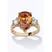 Women's 6.41 Tcw Pear-Cut Champagne Cubic Zirconia Ring In Gold-Plated by PalmBeach Jewelry in Gold (Size 8)