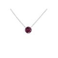 Women's Silver Bezel Set 3.5Mm Created Gemstone Solitaire 18" Pendant Necklace - Choice Of Birthstone by Haus of Brilliance in Amethyst