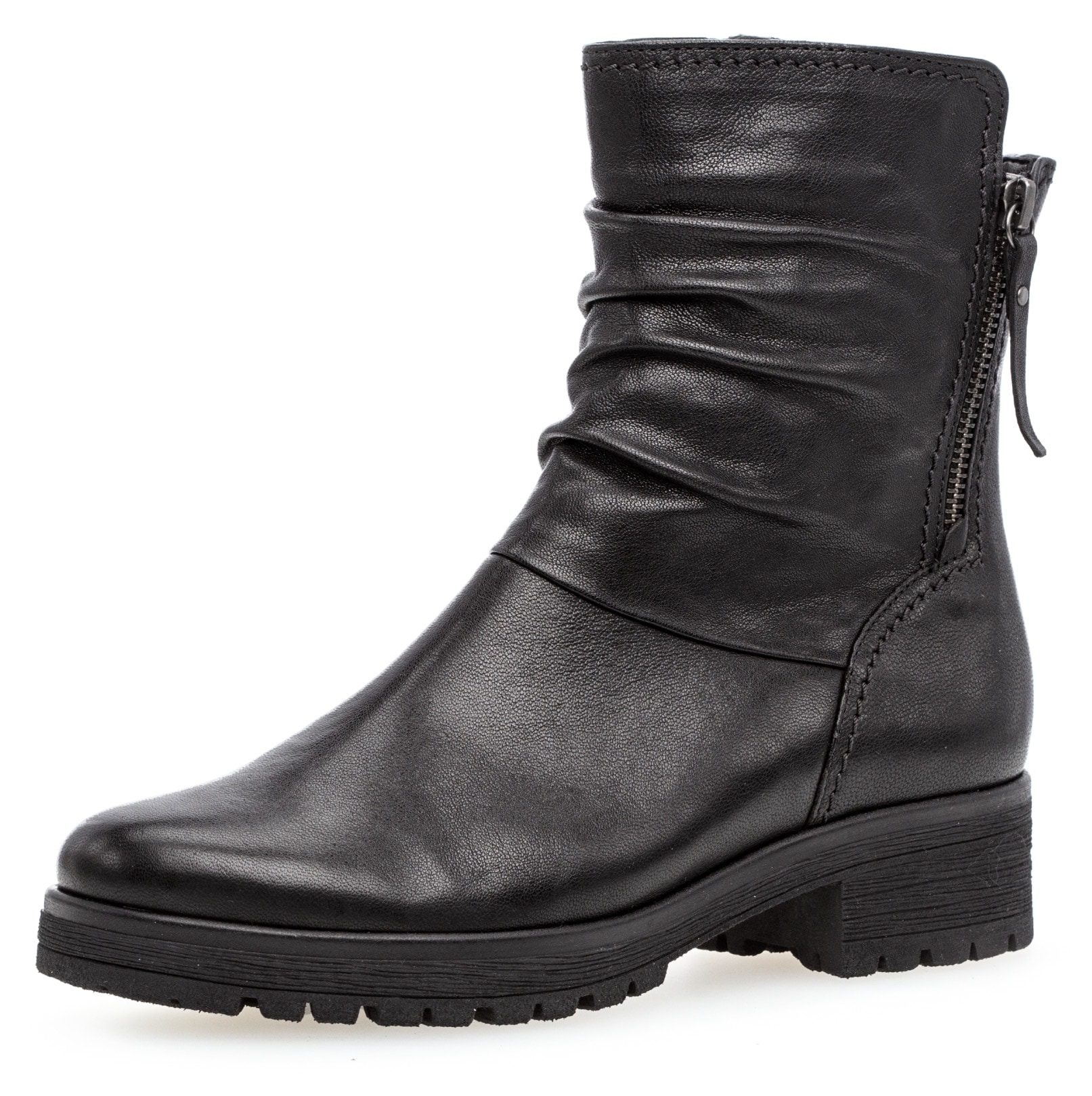 Stiefelette GABOR "Genua", Damen, Gr. 38, schwarz, Glattleder, unifarben, Schuhe Stiefelette, im slouchy Look, Weite G