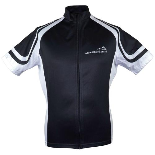 "T-Shirt OUTSTARS ""Fahrradtrikot RO 7100"" Shirts Gr. XL, schwarz (schwarz, weiß) Fahrradbekleidung kurzärmelig"