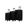 Flex 3pc Hard Shell Suitcase Set - Lightweight Suitcase Set - ABS 3 Piece Luggage Set Includes Cabin & Hold Luggage - Premium Qualiity Trolley - 4 Wheel Suitcase Sets Built in Lock (Full Set, Black)