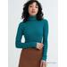 Women's Extra Fine Merino Ribbed Turtleneck Long-Sleeve Sweater | Green | Small | UNIQLO US