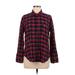 Holloway Long Sleeve Button Down Shirt: Red Plaid Tops - Women's Size Large
