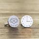 Groom Gift - Cufflinks Wedding Personalized Silver Plated Men's Infinity Heart & Clock Date Cuff Links