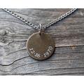 Name Date Necklace, 20mm Bronze Custom Initials Special Occasion Pendant, Circle Personalized Coin Necklace , Men