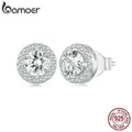 BAMOER-Boucles d'oreilles Halo CZ plaquées platine argent regardé 925 hypoallergénique bijoux