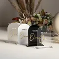 Numéros de Table en Acrylique Noir et Blanc Givré Décor de Mariage Signalisation Dorée