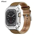 Boîtier en métal et bracelet en cuir véritable pour Apple Watch Band bracelet Correa iWatch Series