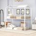 White Twin Over Twin Bunk Bed with Half Roof, Guardrail and Ladder, Create a Playful and Safe Sleeping Haven