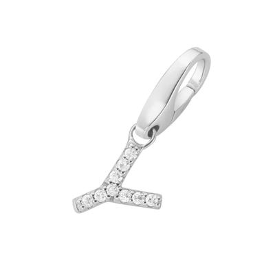 Giorgio Martello Milano - Charm Buchstabe H, Zirkonia Steine, Silber 925 Charms & Kettenanhänger 1 ct Weiss Damen