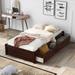 Cherry 77.9" Environmentally Friendly Materials Solid Pine Wood Twin Size Platform Storage Bed with 3 Drawers