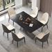 Modern Marble Dining Table Slate Panel Table with Z shape Stainless Steel Pedestal.