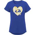 Girls Youth Royal Los Angeles Rams Drip Heart Dolman T-Shirt