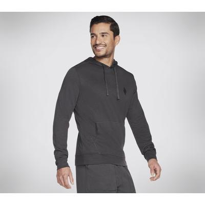 Skechers Men's GO KNIT Pique Pullover Hoodie | Size 2XL | Charcoal | Cotton/Polyester