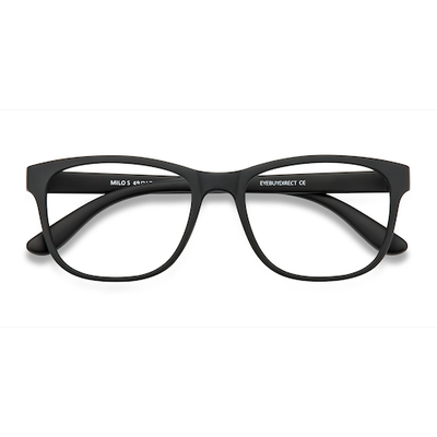 Unisex s square Matte Black Plastic Prescription eyeglasses - Eyebuydirect s Milo