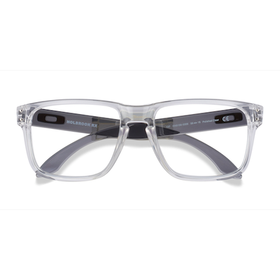 Male s rectangle Polished Clear Gray Plastic Prescription eyeglasses - Eyebuydirect s Oakley Holbrook Rx