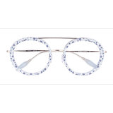 Female s aviator Blue Floral Acetate,Metal Prescription eyeglasses - Eyebuydirect s Plumeria