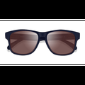 Unisex s square Navy Brown Plastic Prescription sunglasses - Eyebuydirect s Coastal