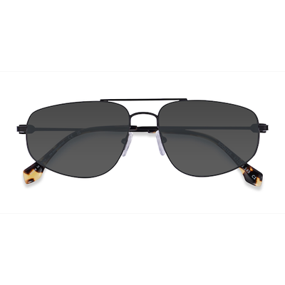 Unisex s aviator Shiny Black Metal Prescription sunglasses - Eyebuydirect s Rooster