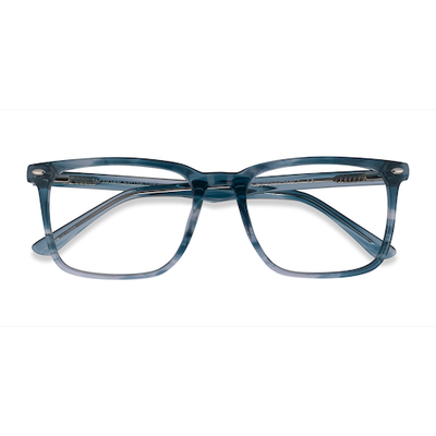 Male s rectangle Blue Striped Acetate Prescription eyeglasses - Eyebuydirect s Tactician