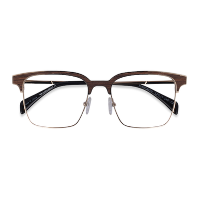 Unisex s browline Gold & Wood Mixed Wood,Metal Prescription eyeglasses - Eyebuydirect s Evergreen