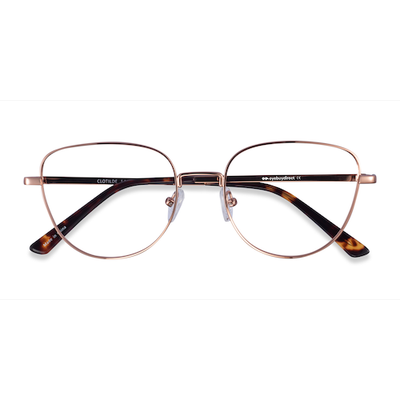 Female s horn Shiny Rose Gold Metal Prescription eyeglasses - Eyebuydirect s Clotilde