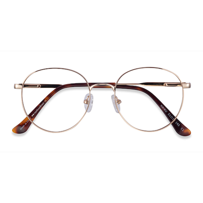 Unisex s round Golden Metal Prescription eyeglasses - Eyebuydirect s Haiku