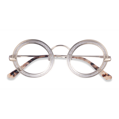 Unisex s round Matte Gold Metal Prescription eyeglasses - Eyebuydirect s Spoke