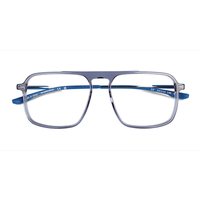 Unisex s square Crystal Blue Acetate Prescription eyeglasses - Eyebuydirect s Zip